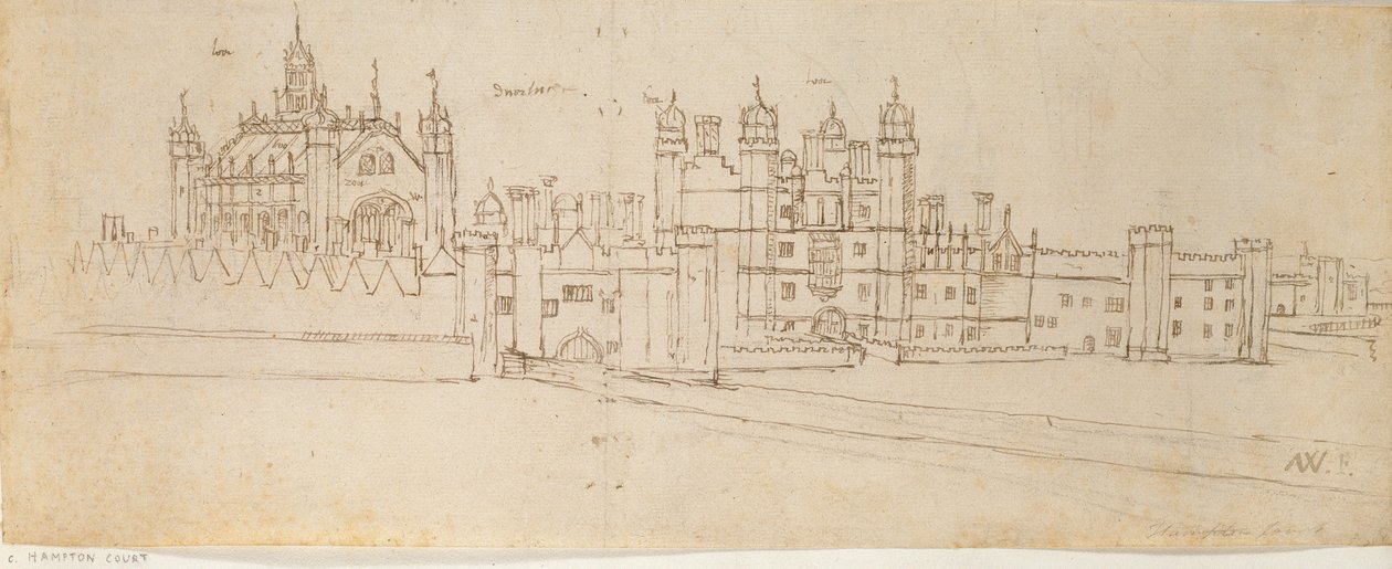 A Capela e a Portaria do Palácio de Hampton Court, c1550-1560 de Anthonis van den Wyngaerde
