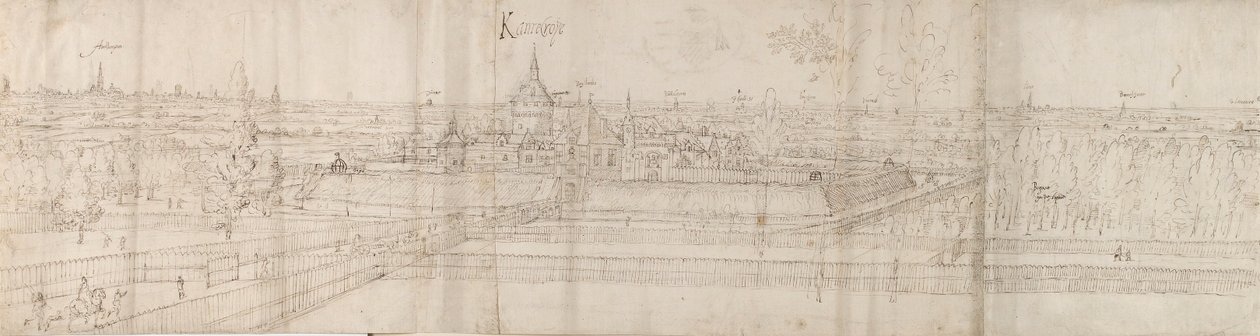 Vista do Palácio de Cantecroy perto de Antuérpia e da paisagem circundante, 1557-58 de Anthonis van den Wyngaerde