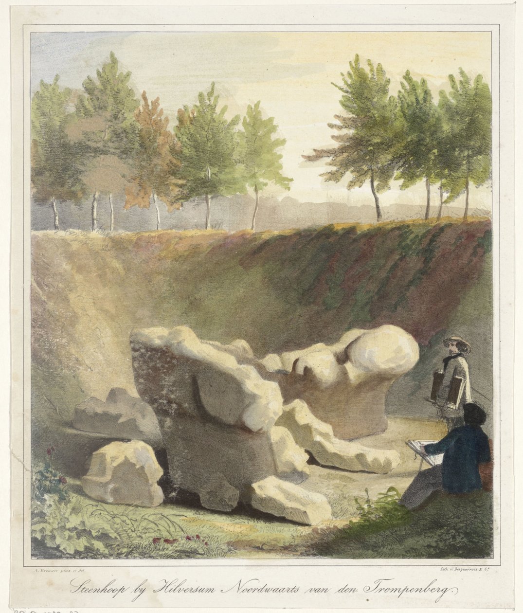 Gavetas na escavação arqueológica
Escombreira de pedra perto de Hilversum a norte de Den Trompenberg (título sobre o objecto) de Anthonius Brouwer