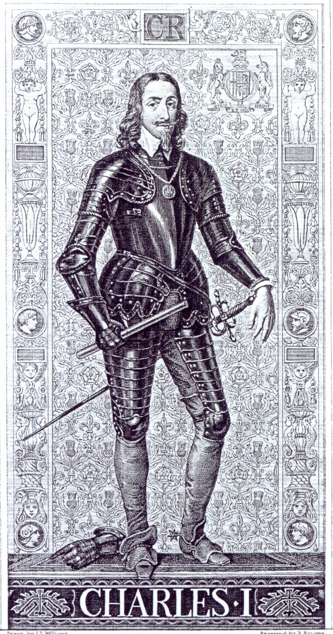 Rei Carlos I, desenhado por JLWilliams e gravado por A.Bourne de Anthony van Dyck