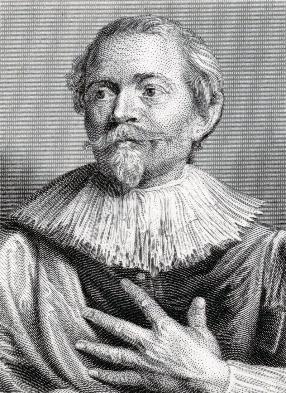 Retrato de Jacob Jordaens (1593-1678) gravado por Edward Francis Finden (1791-1857) (gravura) de Anthony van Dyck