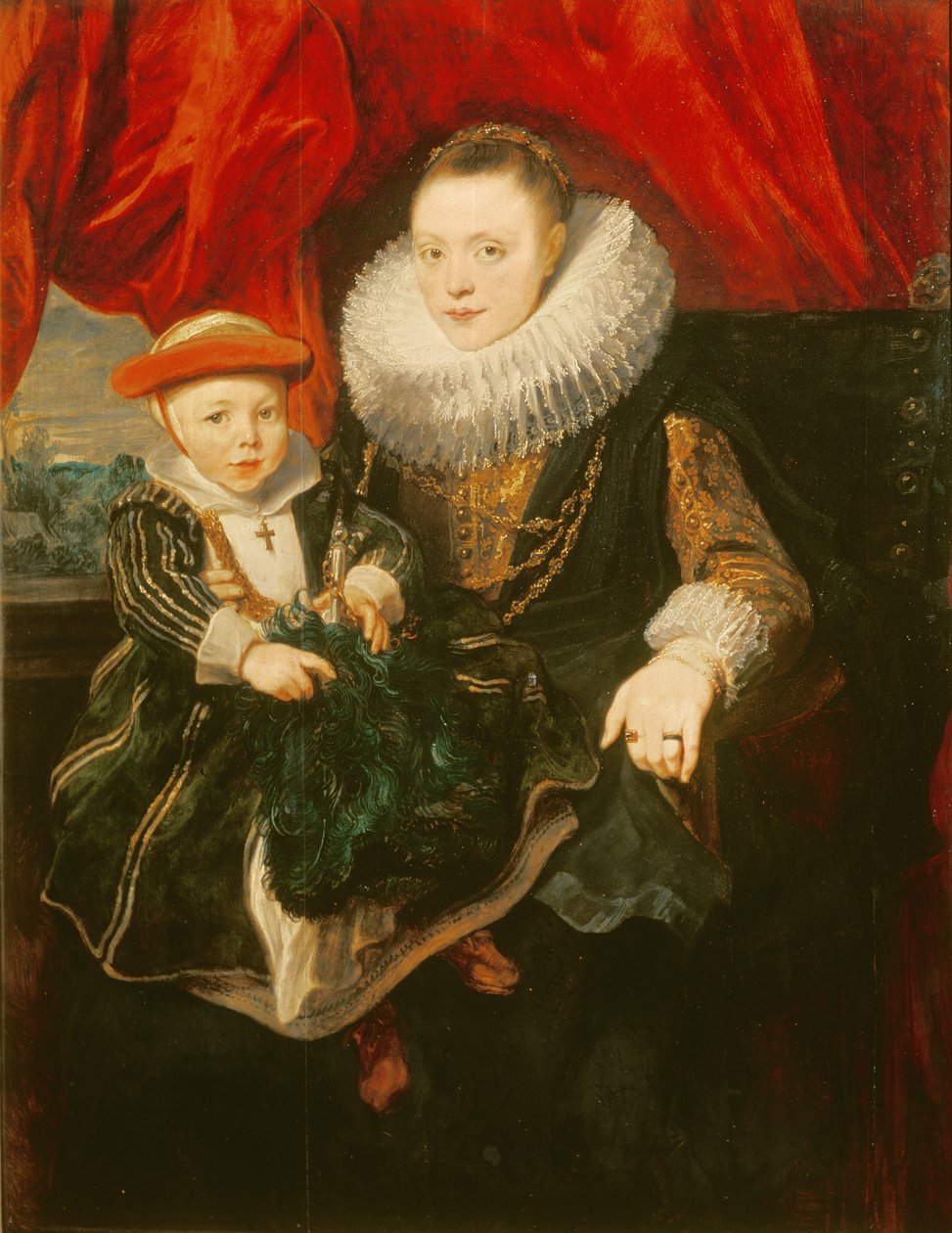 Retrato, de, um, mulher criança de Anthony van Dyck