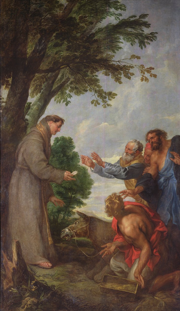 A lenda do mulo e Santo Antônio de Pádua. 1627-32 de Anthony van Dyck
