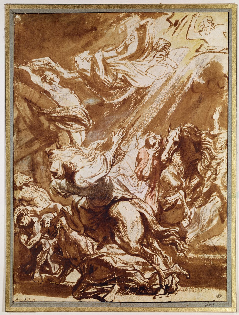 O Martírio de Santa Catarina (pena e lavagem) de Anthony van Dyck