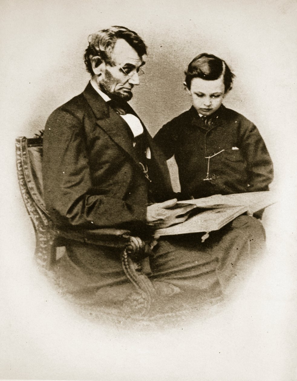 Lincoln e Tad, 1864 (foto do bw) de Mathew B. Brady