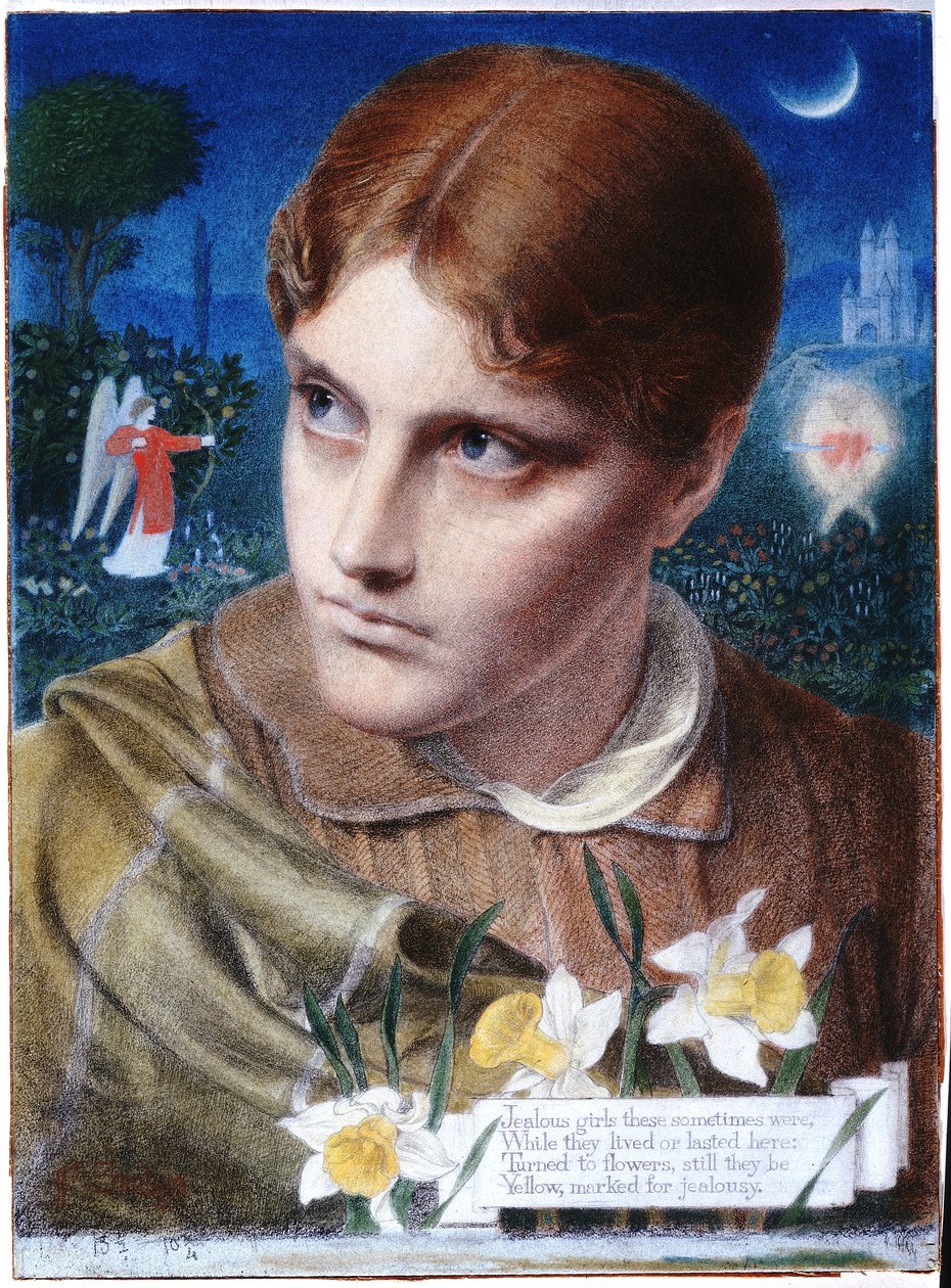 Ciúme (giz e lápis a bordo) de Anthony Frederick Augustus Sandys