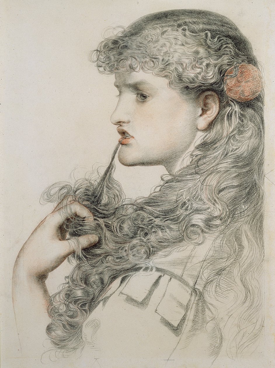 Orgulhoso Maisie, 1893, (lápis e giz vermelho sobre papel) de Anthony Frederick Augustus Sandys