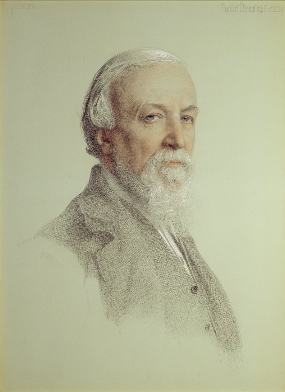 Robert Browning (1812-89), 1881 (lápis e giz colorido sobre papel) de Anthony Frederick Augustus Sandys