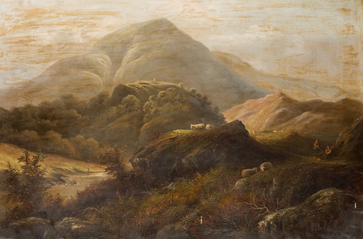 Paisagem com óleo de ovelha na lona de Anthony Graham