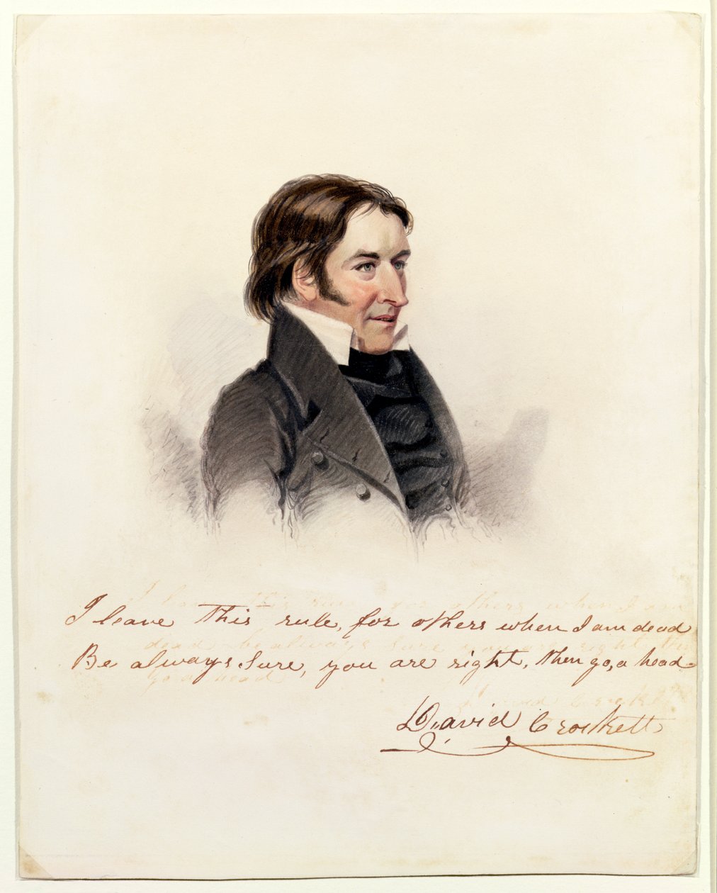 Retrato de David Crockett, 1834 (wc no papel) de Anthony Lewis De Rose