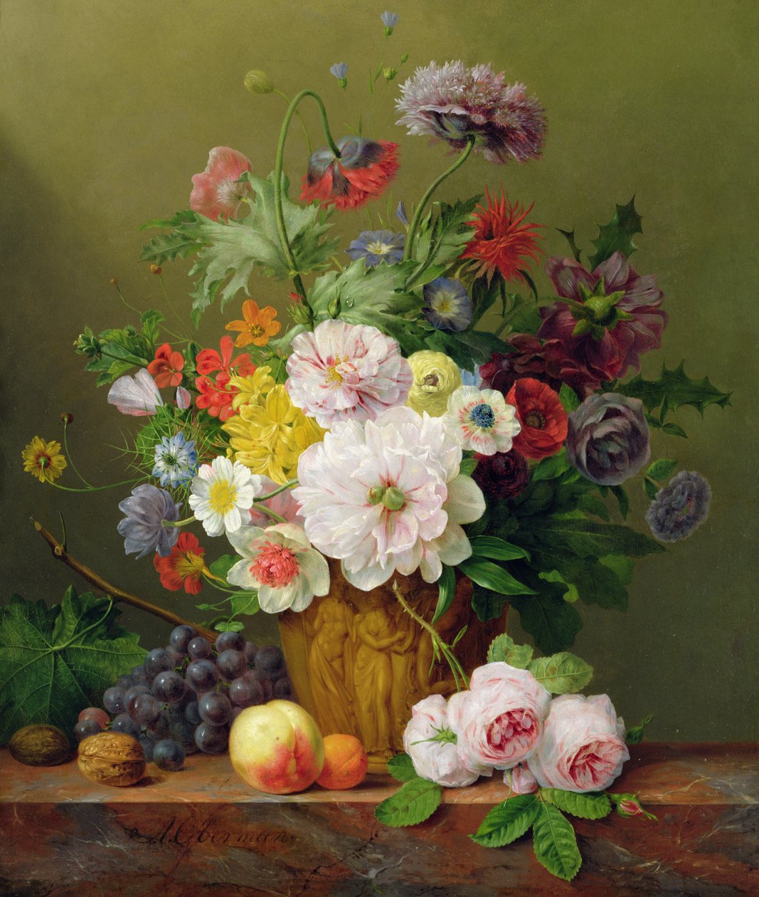 Ainda vida com flores e frutas de Anthony Obermann