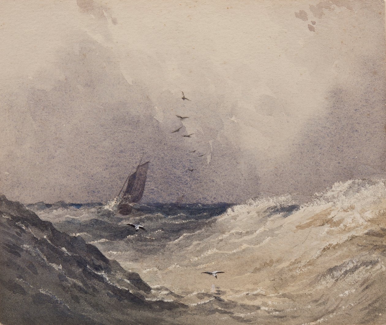 Barco à vela antes de uma tempestade, c.1830 de Anthony Vandyke Copley Fielding