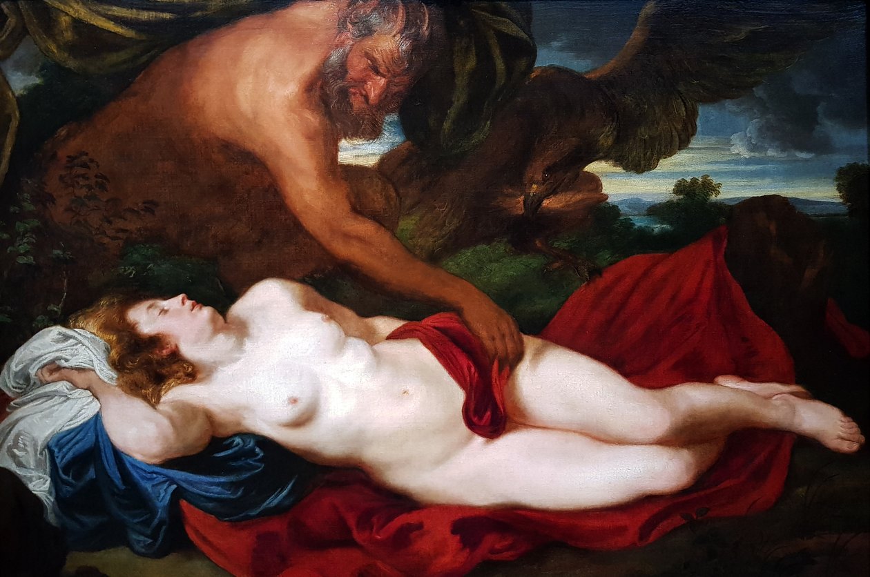 Júpiter como sátiro com antíope de Anthony van Dyck
