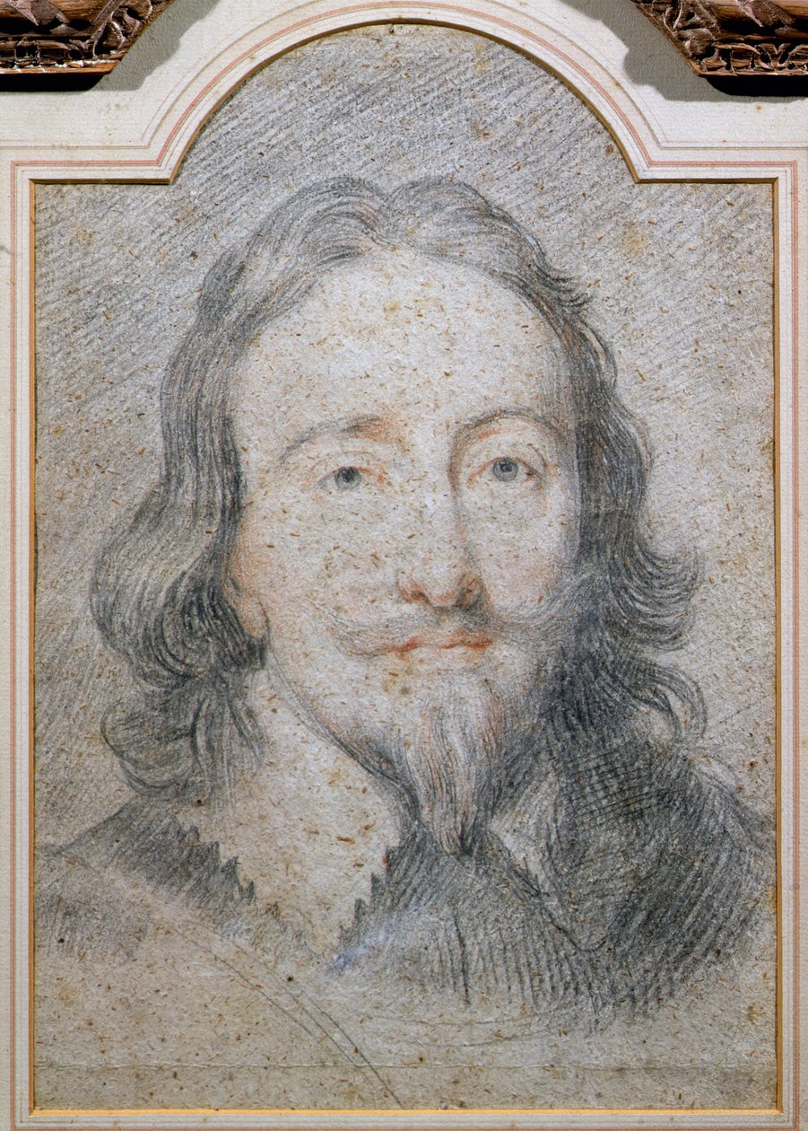 Charles I (1600-49) (carvão e giz no papel) de Anthony van Dyck