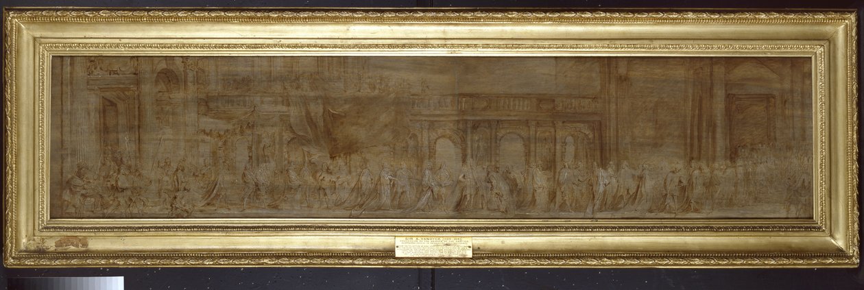 Charles I e os Cavaleiros da Jarreteira em Procissão, 1638 (óleo sobre silverpoint no painel) de Anthony van Dyck