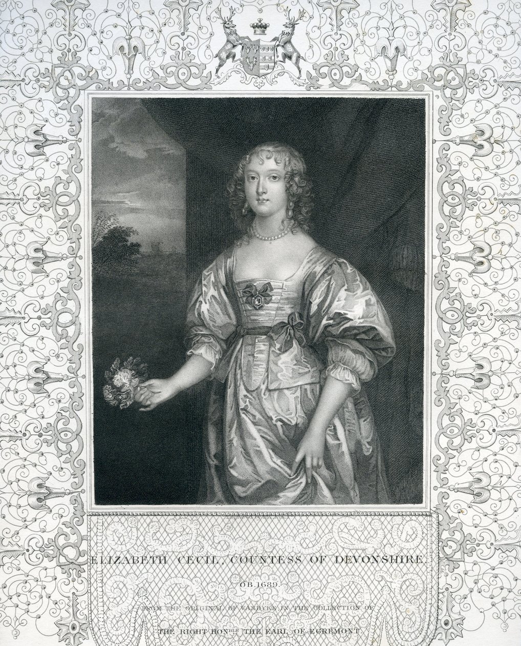 Elizabeth Cavendish, condessa de Devonshire, meados do século XVII de Anthony van Dyck