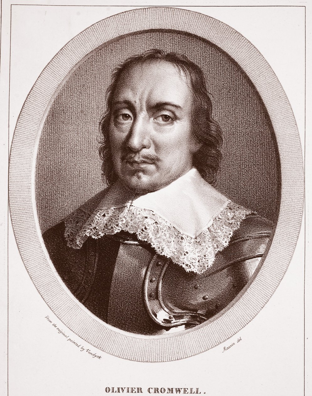Oliver Cromwell, atribuído a Maurin, gravado por de Langlume (litografia) de Anthony van Dyck