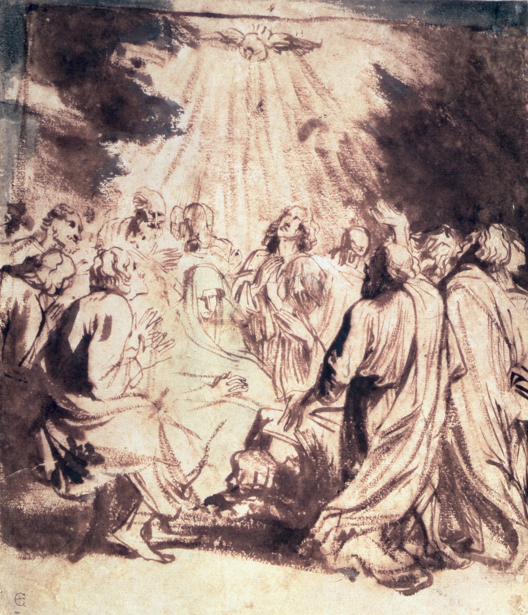 Pentecostes, 1620-1 (caneta e pincel) de Anthony van Dyck
