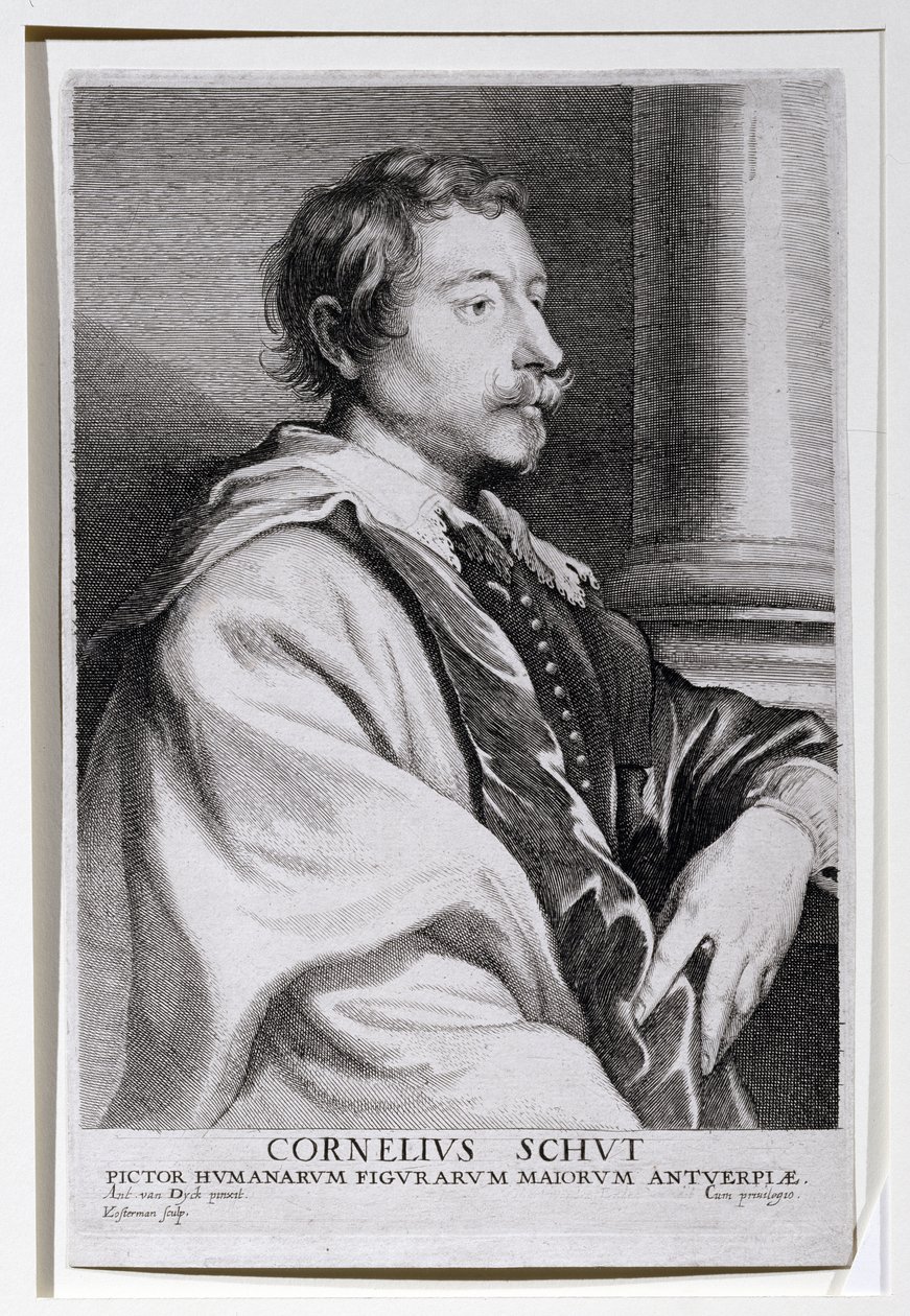 Retrato de Cornelis Schut (1597-1655) um aluno de Rubens, gravado por Lucas Vorsterman (1624-1667) para a &39;Iconografia&39; de Van Dyck, uma coleção de retratos de famosos contemporâneos de Anthony van Dyck