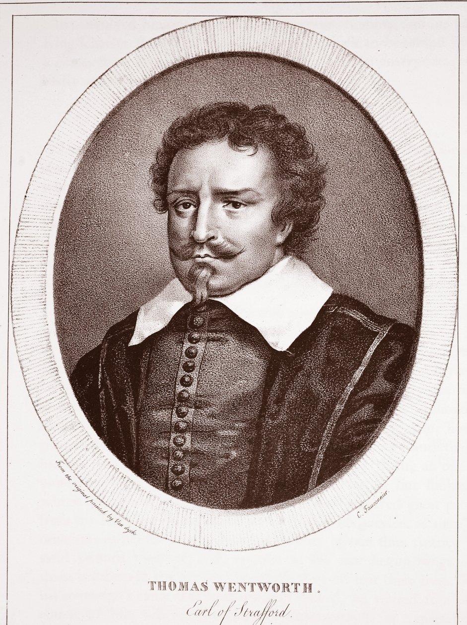 Thomas Wentworth, Conde de Strafford, atribuído a C. Fauconnier, gravado por de Langlume de Anthony van Dyck