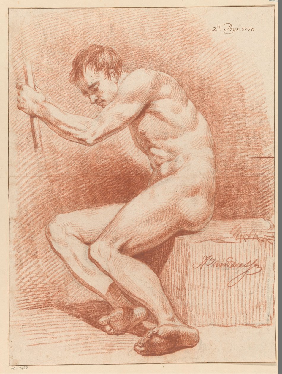 Nu masculino sentado, vista lateral (2º preço 1770) de Anthony Andriessen