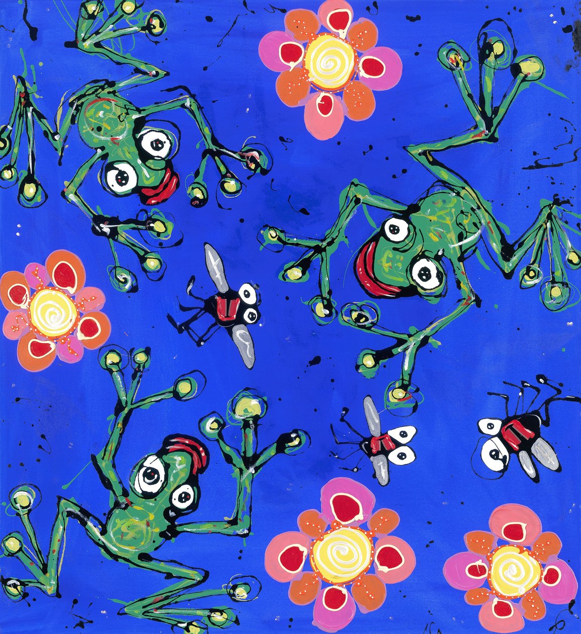 Wallpaper Frog, 2008 (esmalte acrílico zíperes sobre tela) de Anthony Breslin