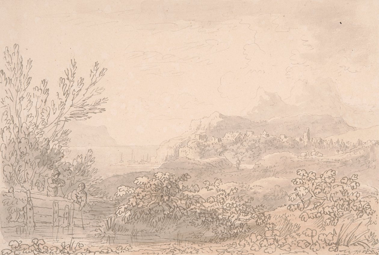 Estuário com Castelo e aldeia de Anthony Devis