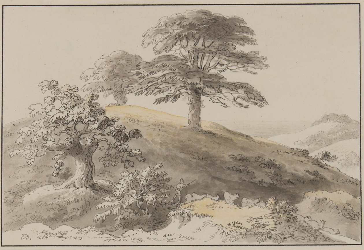 Sussex: Perto de St Marthas, Albury (caneta, pincel, tinta e wc no papel) de Anthony Devis