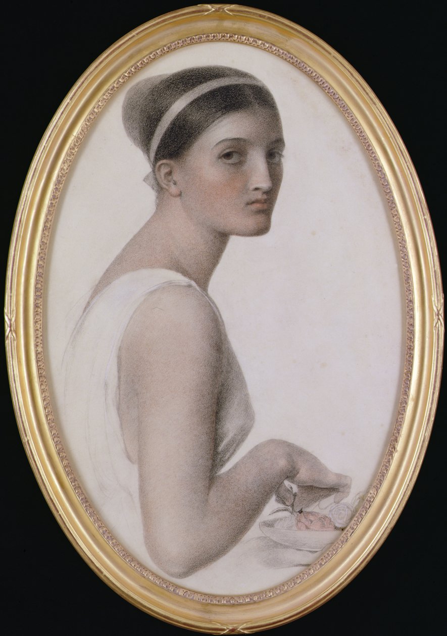 Uma cabeça ideal (lápis e giz sobre papel) de Anthony Frederick Augustus Sandys