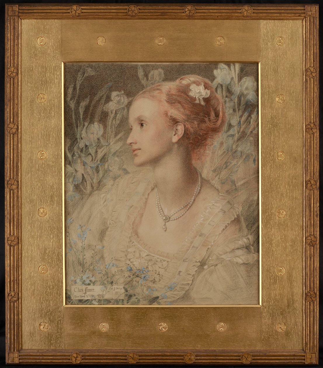 Clara Flower (gizes de cor sobre papel creme) de Anthony Frederick Augustus Sandys