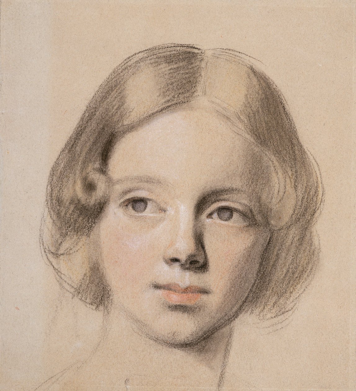 Chefe de Emma Sandys (giz colorido em papel amarelo) de Anthony Frederick Augustus Sandys