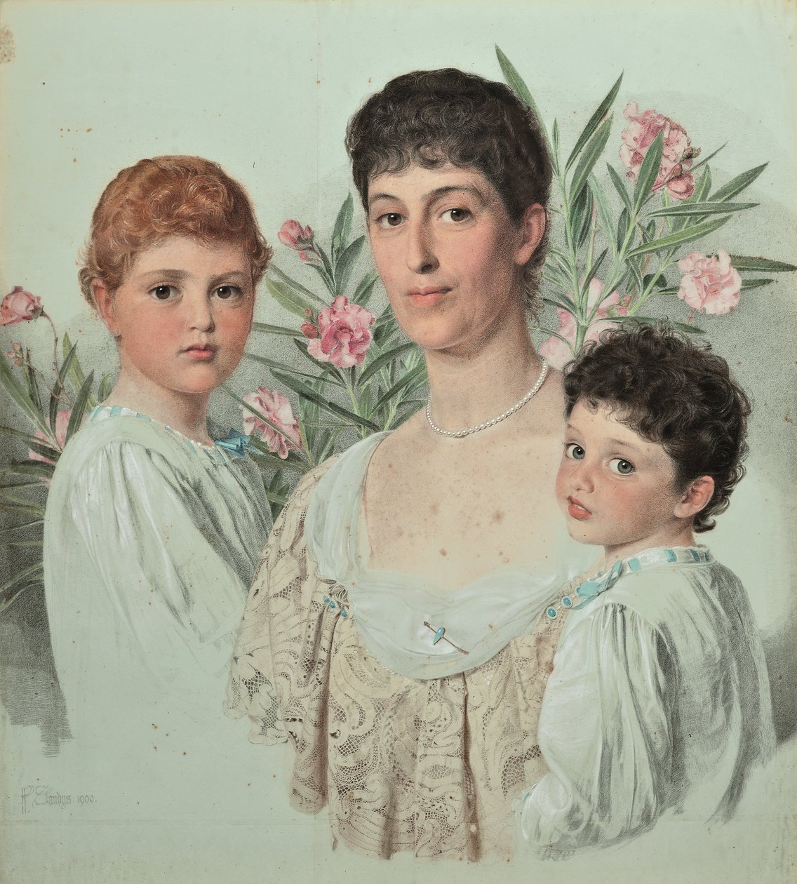 Retrato de uma mãe e dos seus dois filhos de Anthony Frederick Augustus Sandys