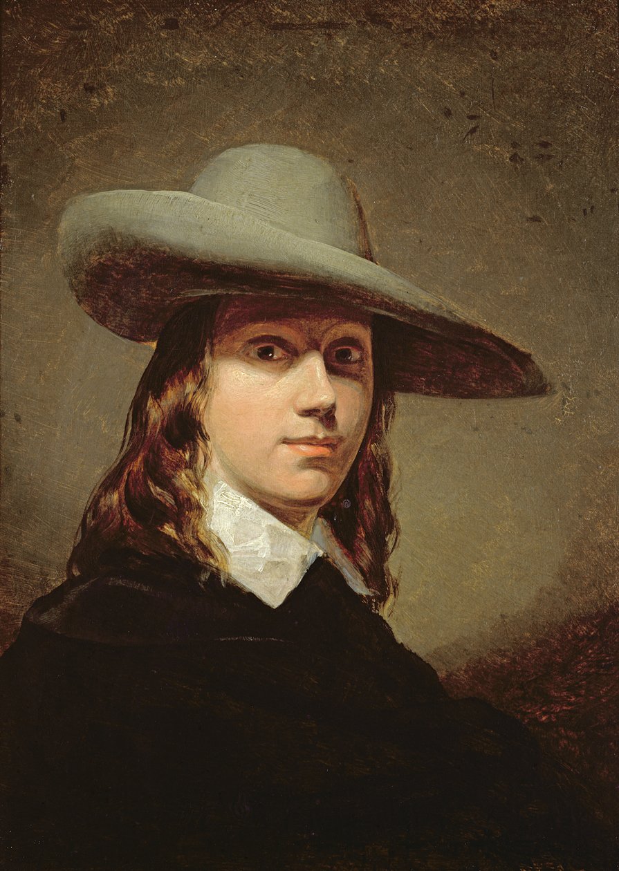 Auto-retrato em um chapéu de abas largas, 1848 de Anthony Frederick Augustus Sandys