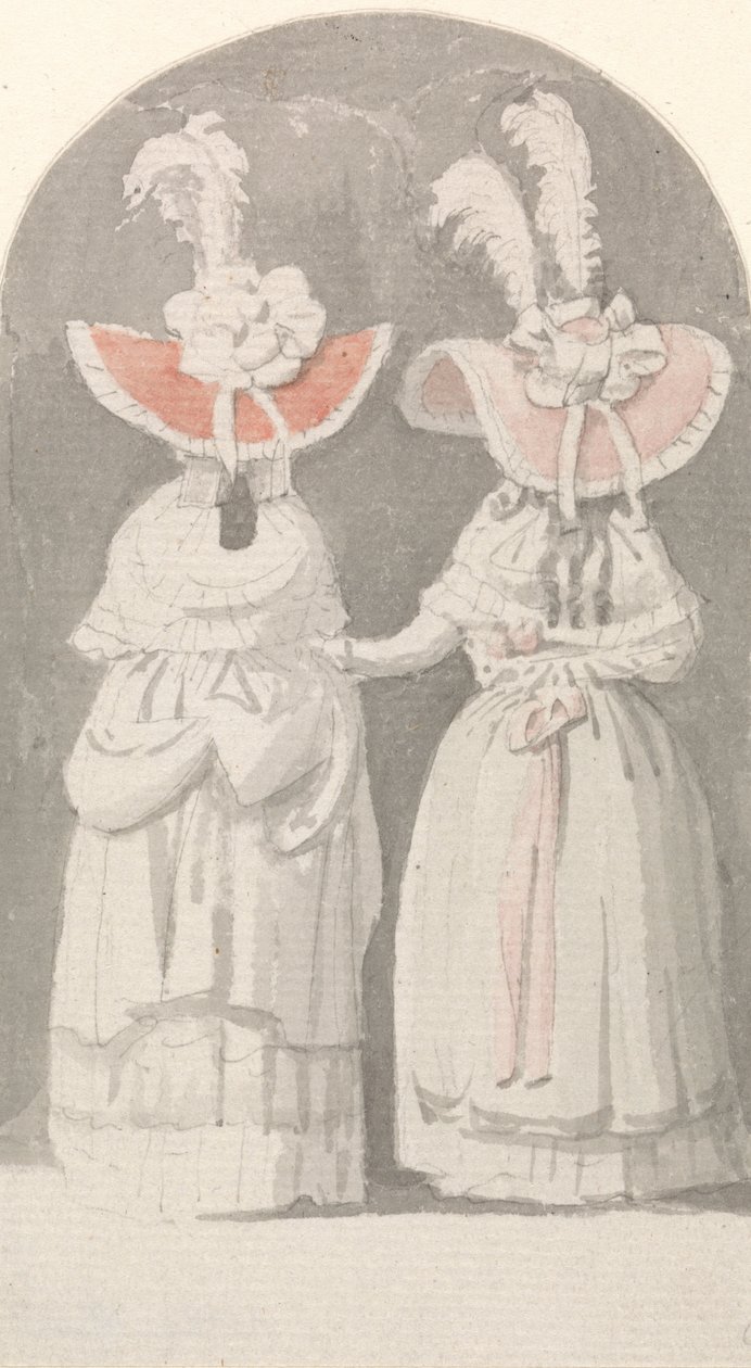 Duas senhoras usando chapéus de ameixa extravagantes de Anthony Highmore