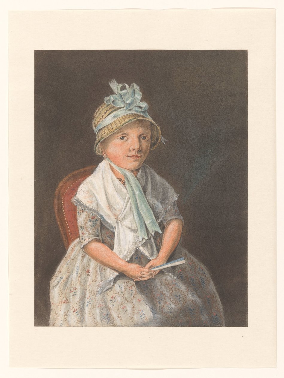 Retrato de uma rapariga sentada com um ventilador de Anthony Oberman