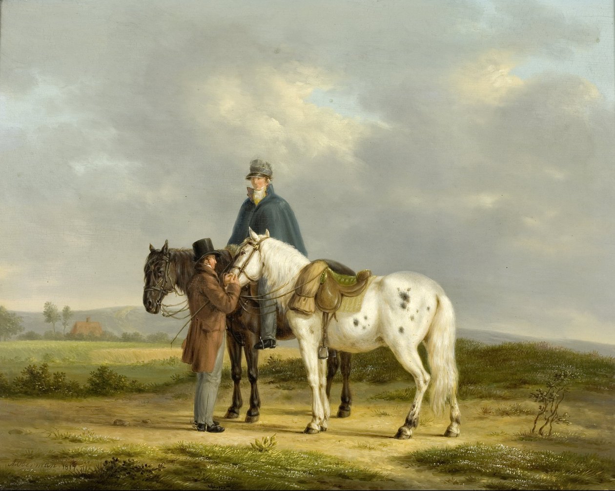 Dois cavaleiros em uma paisagem de Anthony Oberman
