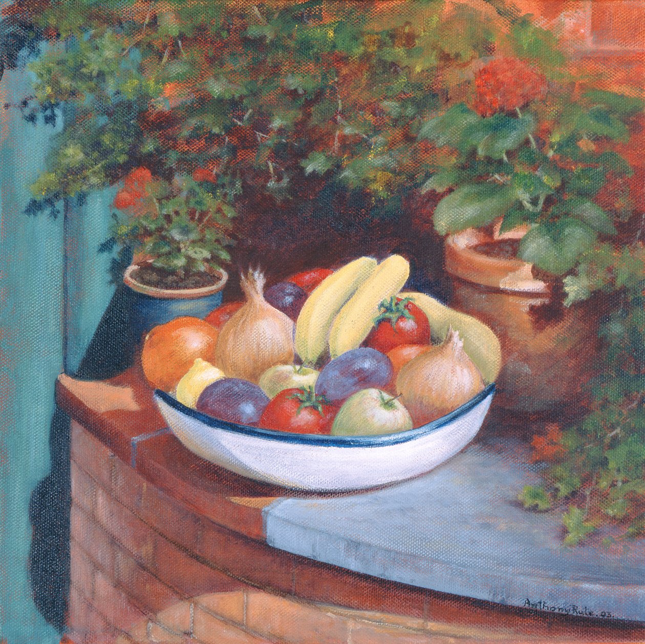 Fruit and Veg al Fresco, 2003 (acrílico) de Anthony Rule