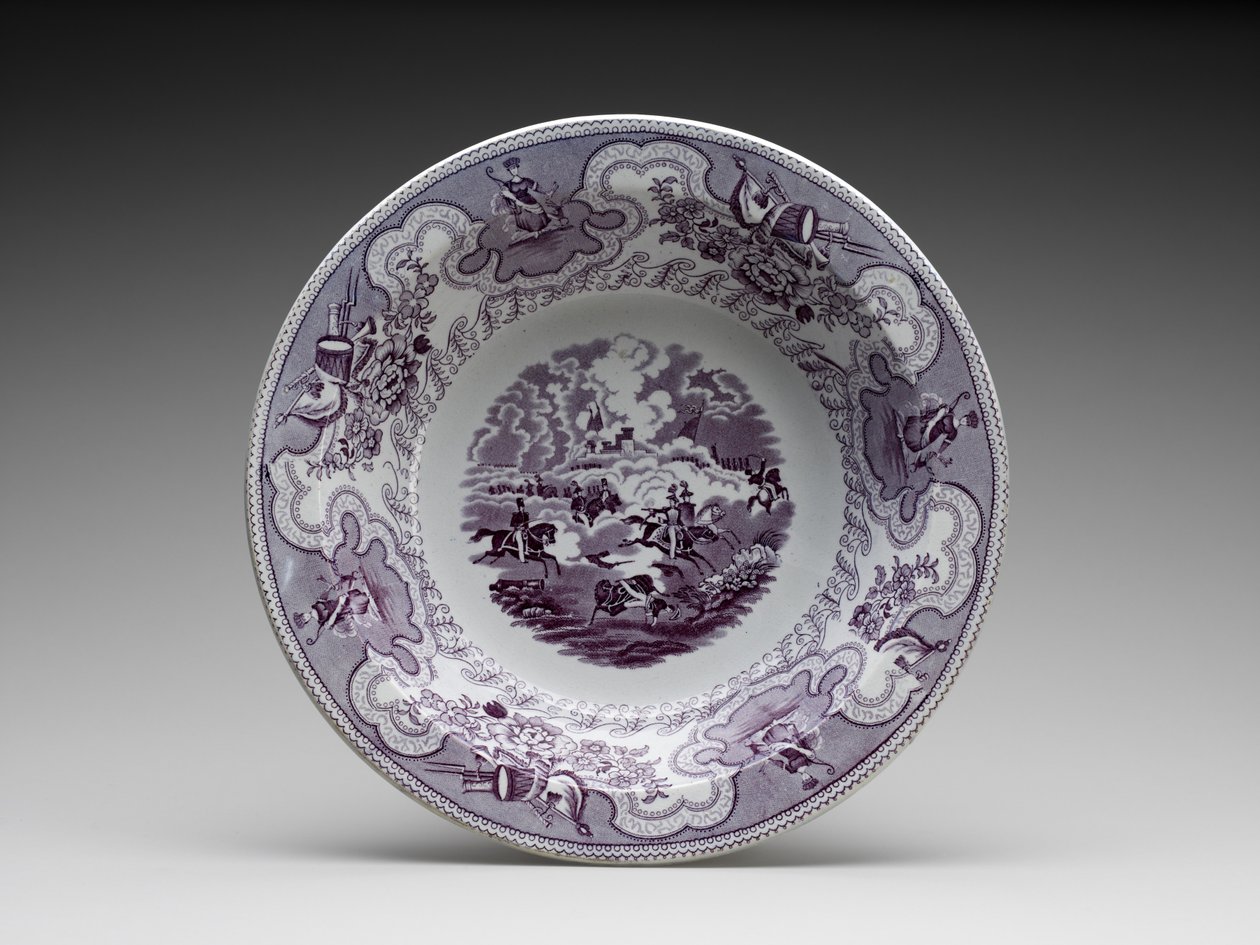 Taça de servir, c. 1853-1856 (faiança vitrificada com chumbo com impressão de transferência) de Anthony Shaw