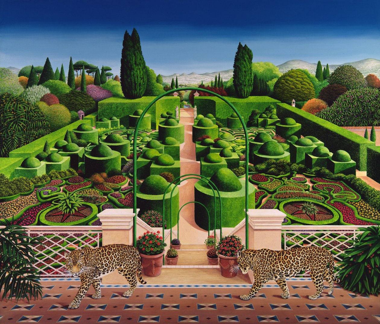 Italian Garden, 1987 (acrílico a bordo) de Anthony Southcombe