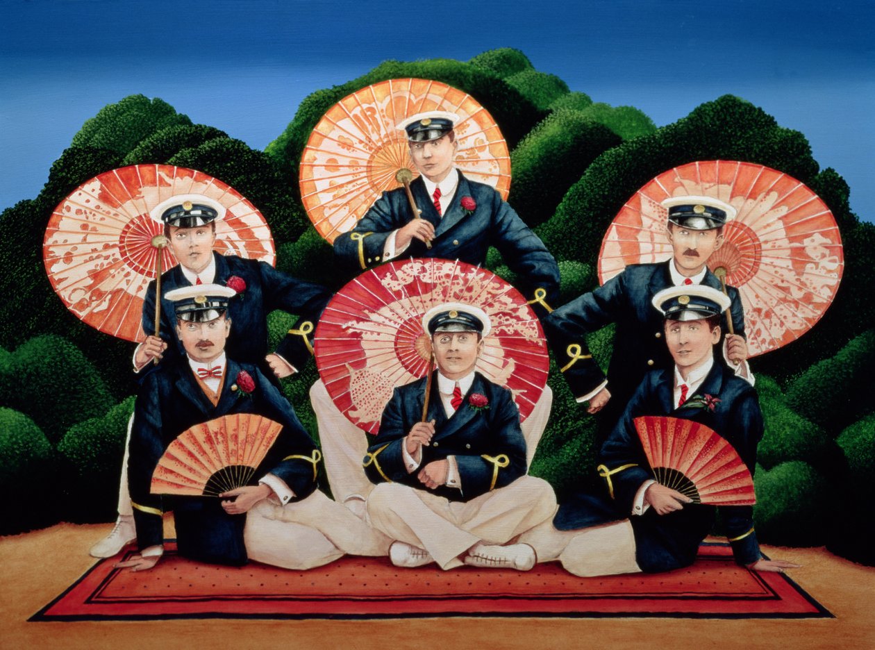Sailors with Umbrellas, 1995 (acrílico a bordo) de Anthony Southcombe