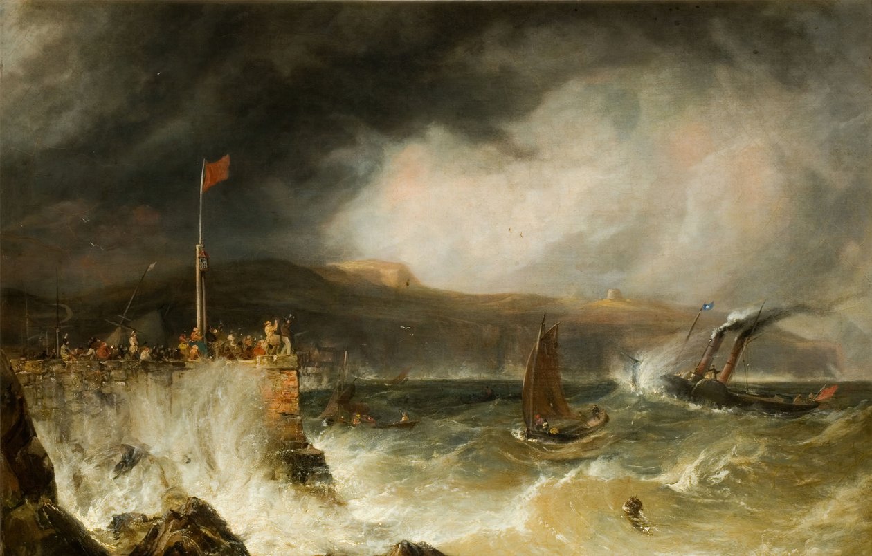 Barco de pacotes entrando no porto, 1855. de Anthony Vandyke Copley Fielding
