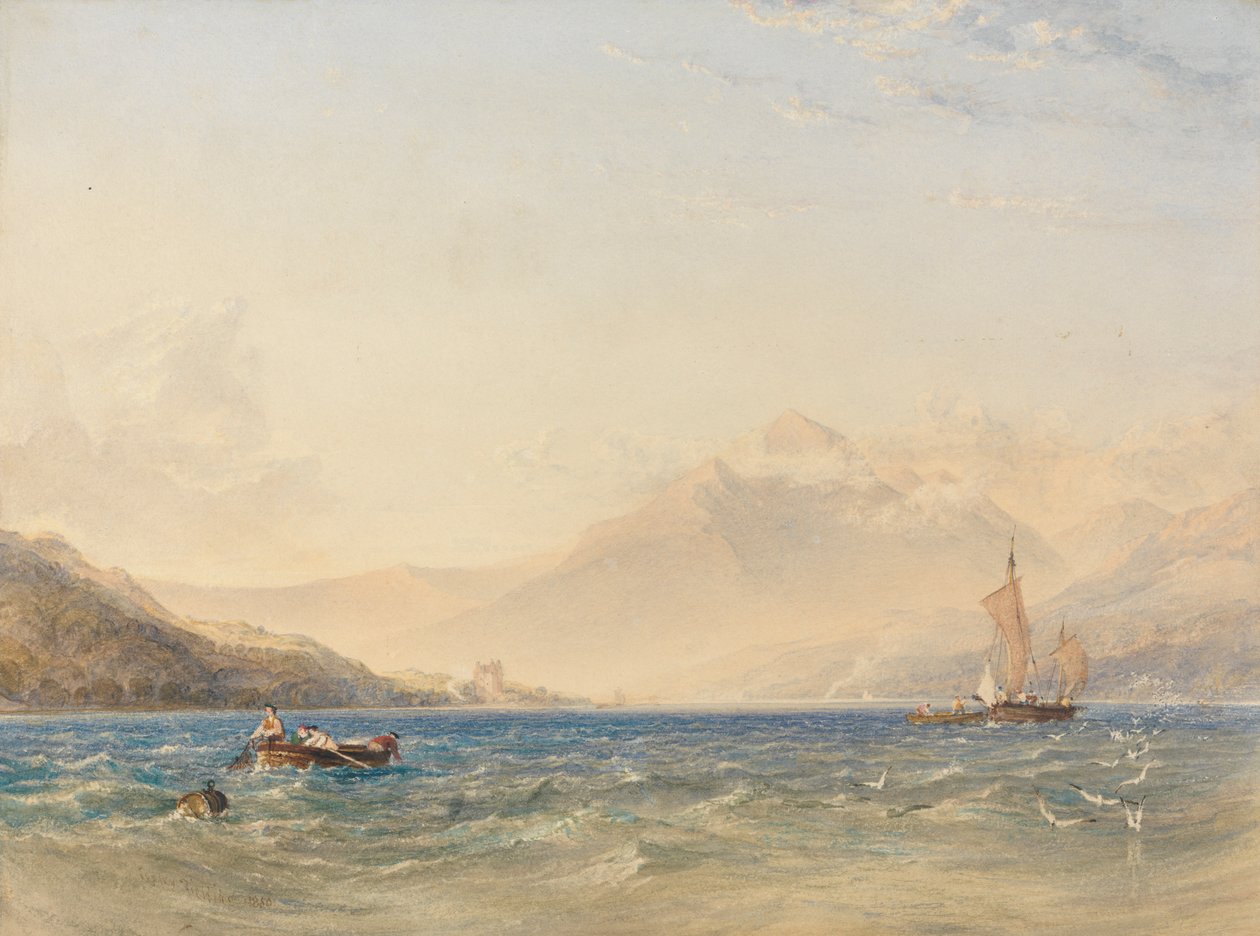 O Chefe do Loch Fyne, com o Castelo de Dindarra de Anthony Vandyke Copley Fielding