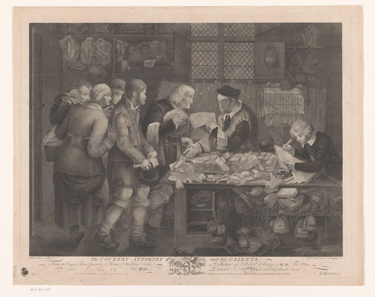 Grupo de agricultores visitando um advogado O Procurador do País e seus Clientes (título do objeto) de Anthony Walker