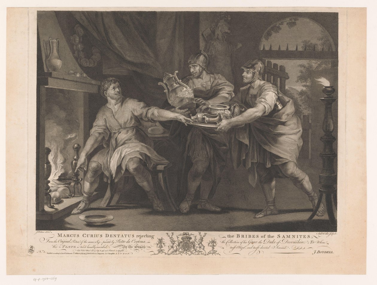 Manius Curius Dentatus rejeitando os subornos dos Samnitas
Marcus Curius Dentatus rejeitando os subornos dos Samnitas (título sobre o objecto)
Pinturas do século XVII da colecção Devonshire (título da série) de Anthony Walker