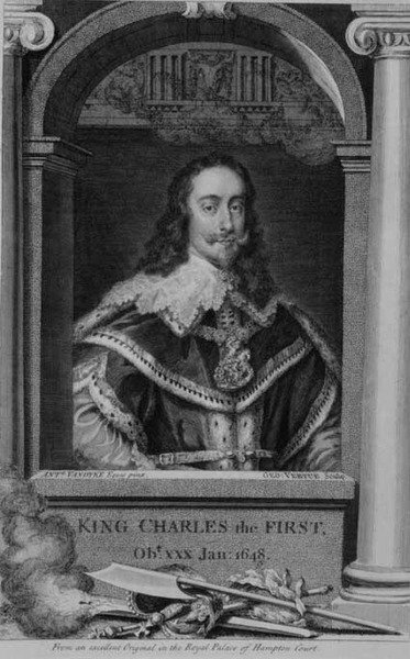 Charles I (1600-49) Rei da Grã-Bretanha e Irlanda de 1625, gravado por George Vertue (1684-1756) (gravura) de Anthony van (after) Dyck