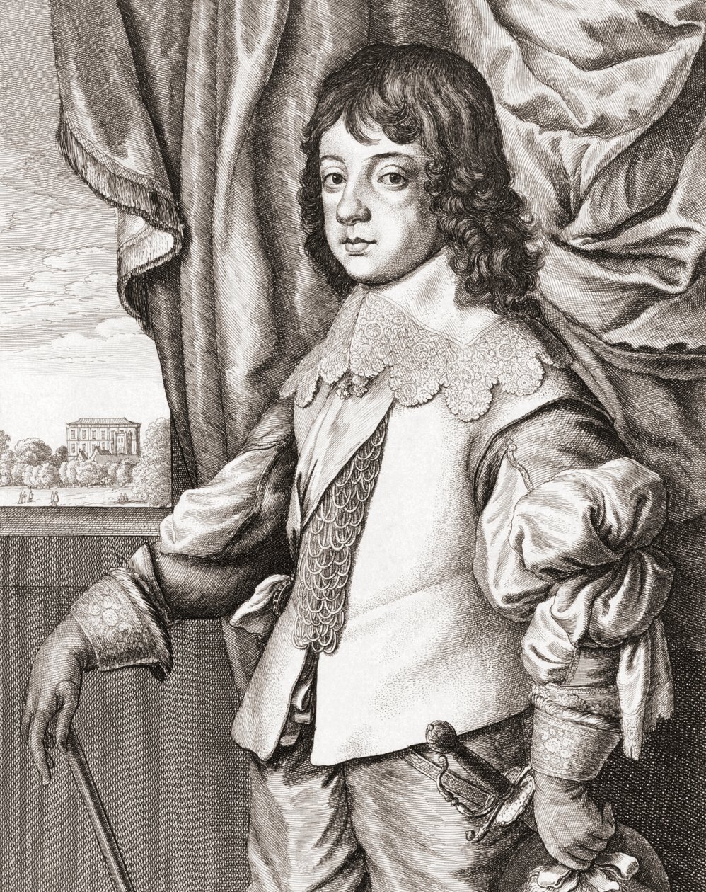 Rei Carlos II de Inglaterra quando criança de Anthony van (after) Dyck