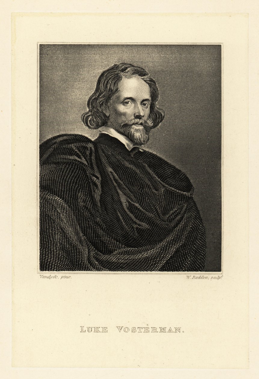 Retrato de Lucas Vorsterman, o Ancião, gravador barroco de Anthony van (after) Dyck