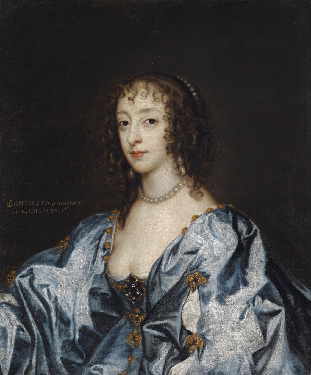 Henriette Marie de France - Retrato da Rainha Henrietta Maria de França (1609-1669) por Dyck, Sir Anthony van de Anthony van (studio of) Dyck