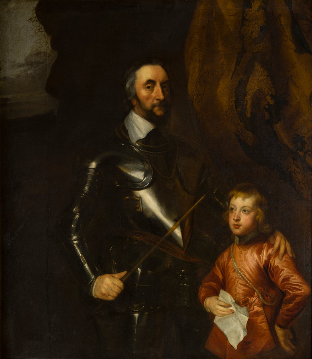 Retrato de Thomas, o Conde de Arundel com um de seus netos (1592-1646), c.1620-41 (óleo sobre tela) de Anthony van (studio of) Dyck