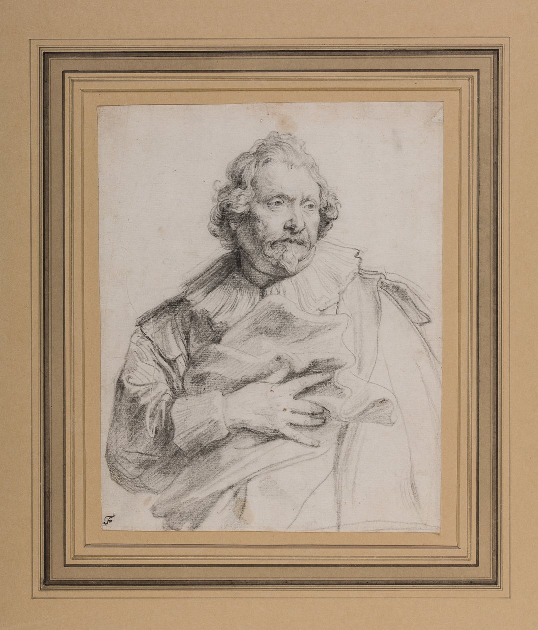 Carolus de Mallery, c.1632-35 (giz preto sobre papel branco) de Anthony van Dyck